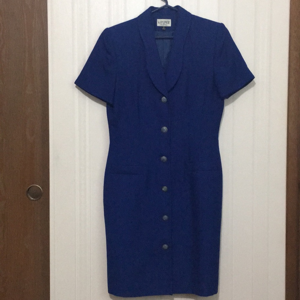 Kasper royal blue coat dress Vintage